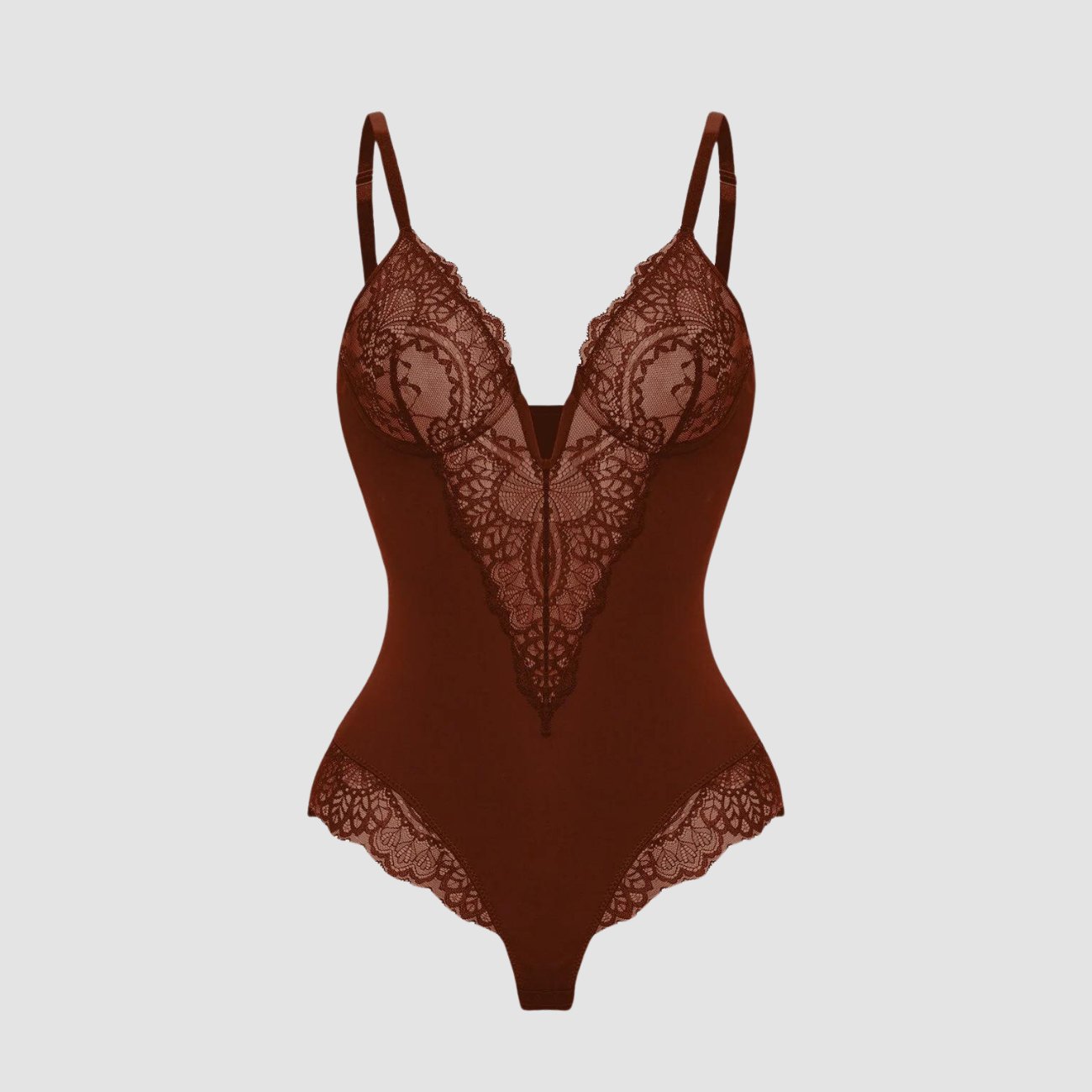 Iversen™ Anita | Shapewear-bodysuit med dyb V-hals af blonder